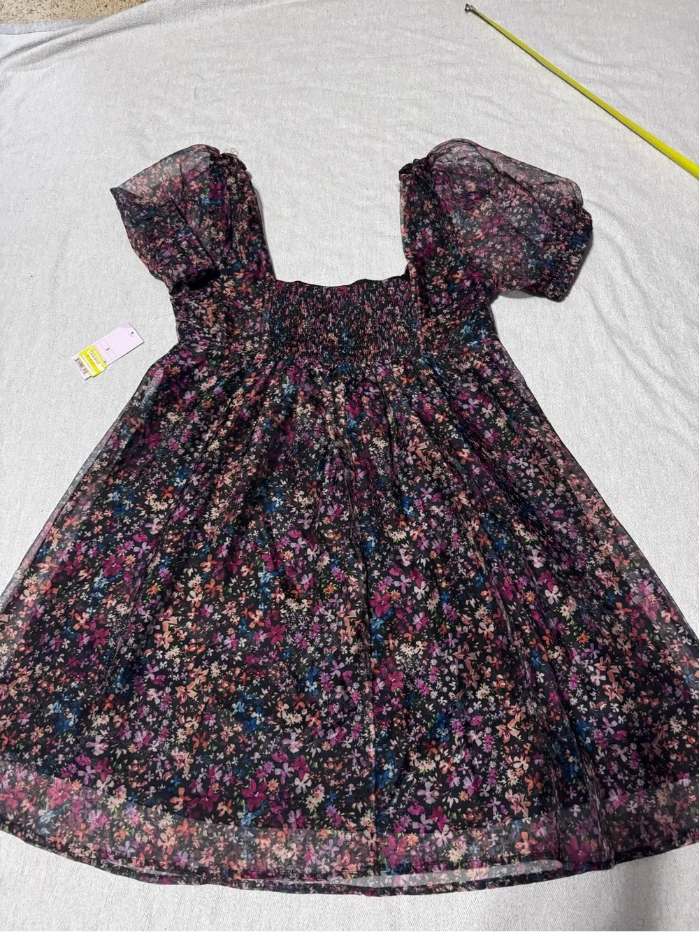 wild fable Black Floral Puff Sleeve Dress
